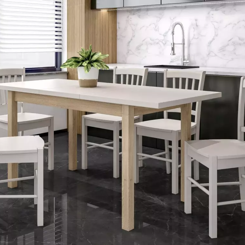 Table à manger extensible 90/125 cm crème/chêne VELMAZ