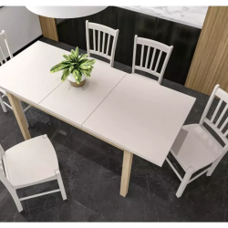 Table à manger extensible 90/125 cm crème/chêne VELMAZ