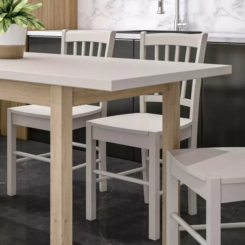 Table à manger extensible 90/125 cm crème/chêne VELMAZ
