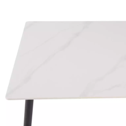 Table 80 x 80 cm blanche céramique & métal noir NERISIA