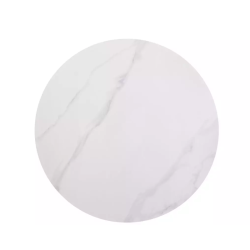 Table ronde 90 cm blanche céramique et pieds noirs NERISIA