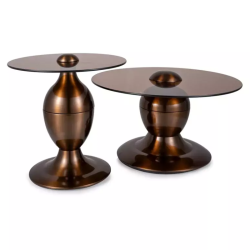 Petite tables d'appoint originales couleur marron et cuivre brillant LIVENTO