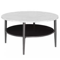 Table basse double plateau blanc marbré et noir 80 cm MARBRIA
