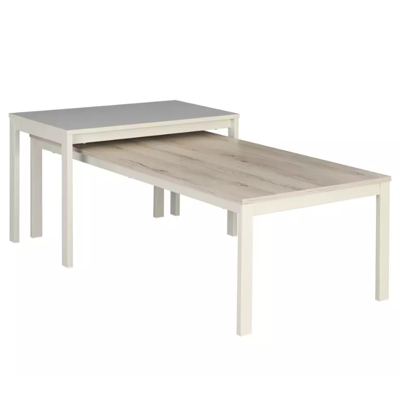 Table basse rectangulaire chêne et blanc cassé 120 cm ONYXIA
