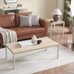 Table basse carrée chêne et blanc cassé 60 cm ONYXIA