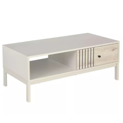 Table basse rectangulaire avec rangement chêne blanc cassé ONYXIA
