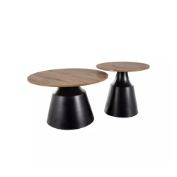Deux tables basses rondes DOLCENA avec plateau chêne artisanal