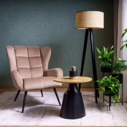 Duo de tables basses rondes plateau chêne artisanal DOLCENA