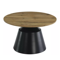 Duo de tables basses rondes plateau chêne artisanal DOLCENA
