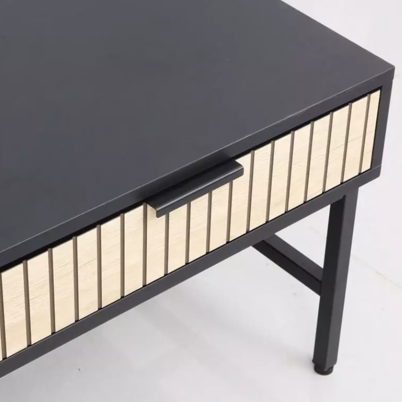 Table basse noire et chêne contemporain avec 2 tiroirs LUMISSO