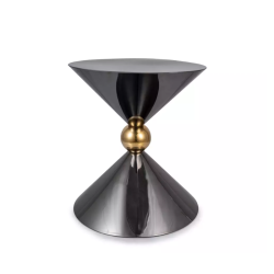 Table d'appoint contemporaine symétrique noir brillant et or style contemporain MIRAGE