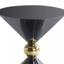 Table d'appoint contemporaine noire brillante et or MIRAGE