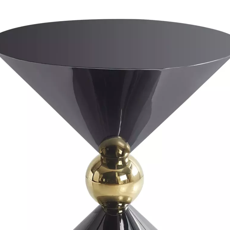 Table d'appoint contemporaine noire brillante et or MIRAGE