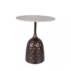 Table basse gris marbre et bronze antique design original INANO