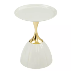 Table basse métal blanc et or style contemporain moderne ORLENA