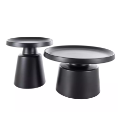 Duo de tables basses rondes métal noir mat design élégant VELLINA