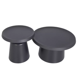 Duo de tables basses rondes métal noir mat design élégant VELLINA