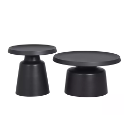 Duo de tables basses rondes métal noir mat design élégant VELLINA
