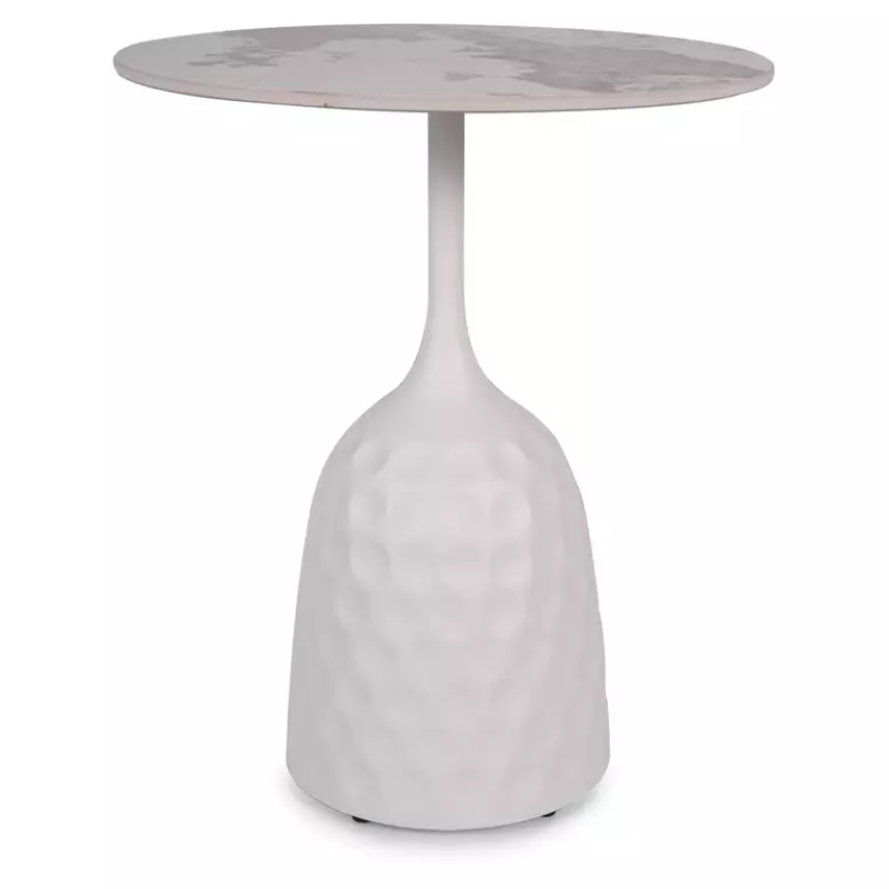 Table basse céramique marbre blanc style contemporain 60 cm SANTORA