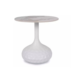 Table basse céramique marbre blanc style contemporain 49 cm SANTORA