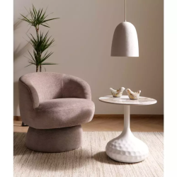 Table basse céramique marbre blanc style contemporain 49 cm SANTORA
