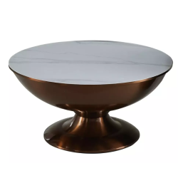 Duo de petites tables d'appoint métal marbre blanc ZELLUNA