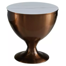 Duo de petites tables d'appoint métal marbre blanc ZELLUNA