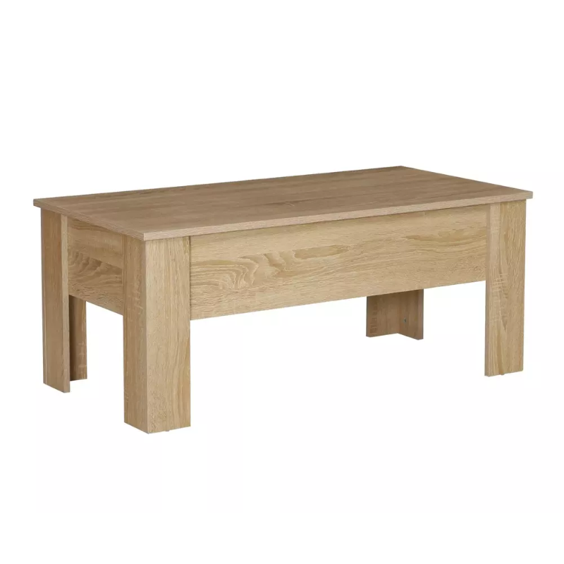 Table basse relevable avec rangement chêne clair NALOAH