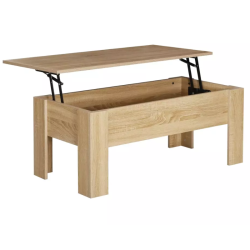 Table basse moderne relevable avec rangement chêne NALOAH