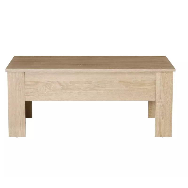 Table basse relevable avec rangement chêne clair NALOAH