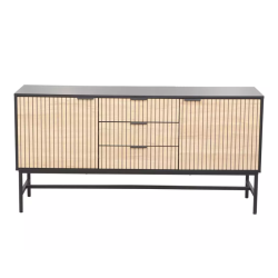 Large commode de style industrielle SALOUNE3 chêne et noir mat