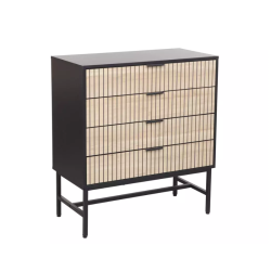 Découvrez la commode avec 4 tiroirs SALOUNE4 chêne et métal noir