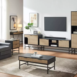 Découvrez la commode avec 4 tiroirs SALOUNE4 chêne et métal noir