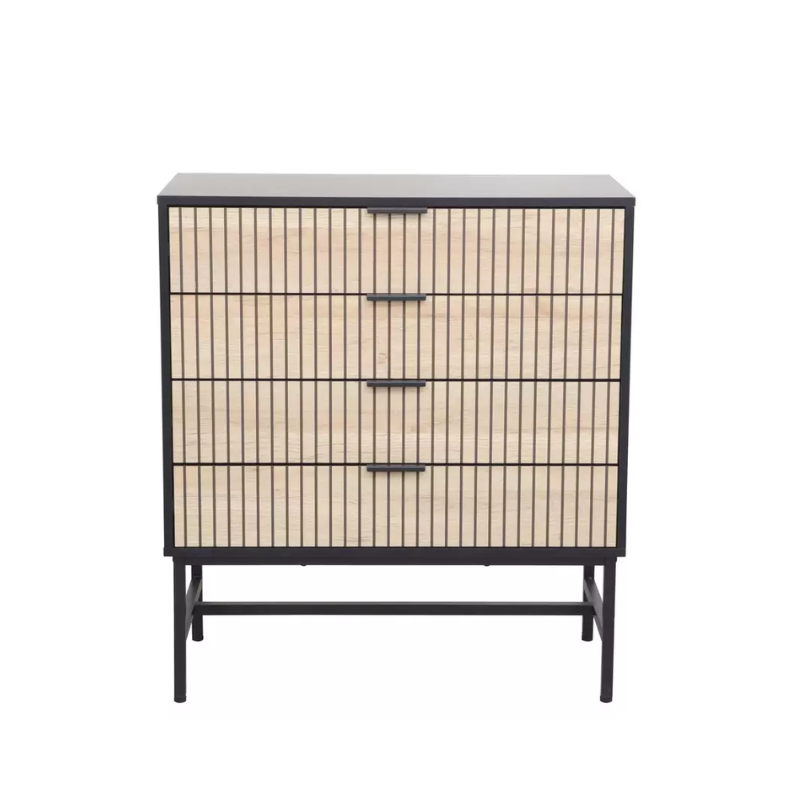 Découvrez la commode avec 4 tiroirs SALOUNE4 chêne et métal noir