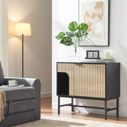 Grande commode industrielle SALOUNE5 chêne naturel et noir mat