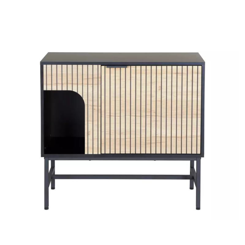 Grande commode industrielle SALOUNE5 chêne naturel et noir mat