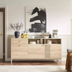 Buffet contemporain FLY2 chêne alpin et blanc 3 portes et 1 tiroir