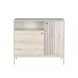 Buffet compact FLY3 chêne alpin et blanc 1 portes et 1 niche encastrée