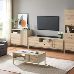 Buffet compact FLY3 chêne alpin et blanc 1 portes et 1 niche encastrée