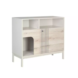 Buffet FLY4 chêne alpin et blanc 1 portes et 3 niches encastrées