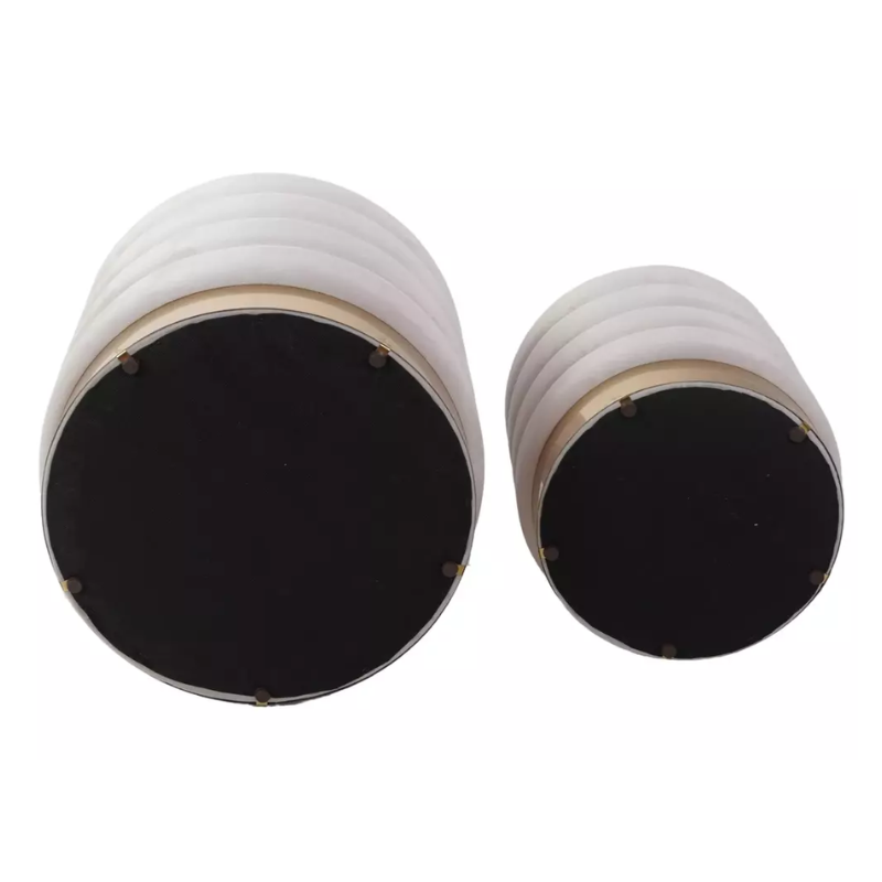 Pouf en lot de deux en velours beige avec coffre intégré BILLES