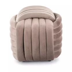 Pouf carré beige foncé en velours doux effet matelassé COULIZ