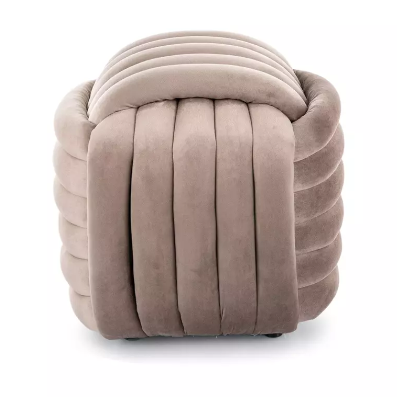 Pouf carré beige foncé en velours doux effet matelassé COULIZ