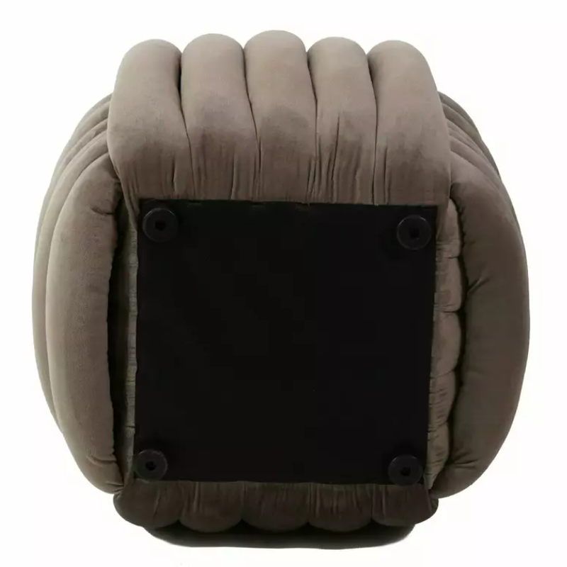 Pouf carré beige foncé en velours doux effet matelassé COULIZ
