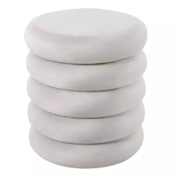 Pouf en velours beige  avec rangement discret et assise confortable LUMOZ