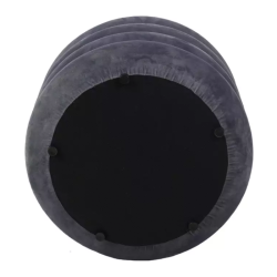 Pouf gris en velours avec coffre intérieur et design rond LUMOZ
