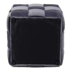 Pouf carré tressé en velours gris et de style moderne gamme ZENIA