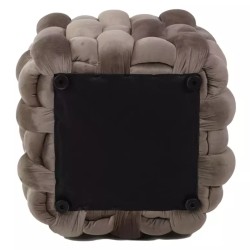 Pouf en velours tressé beige foncé au style déco et cosy ECLIPSER