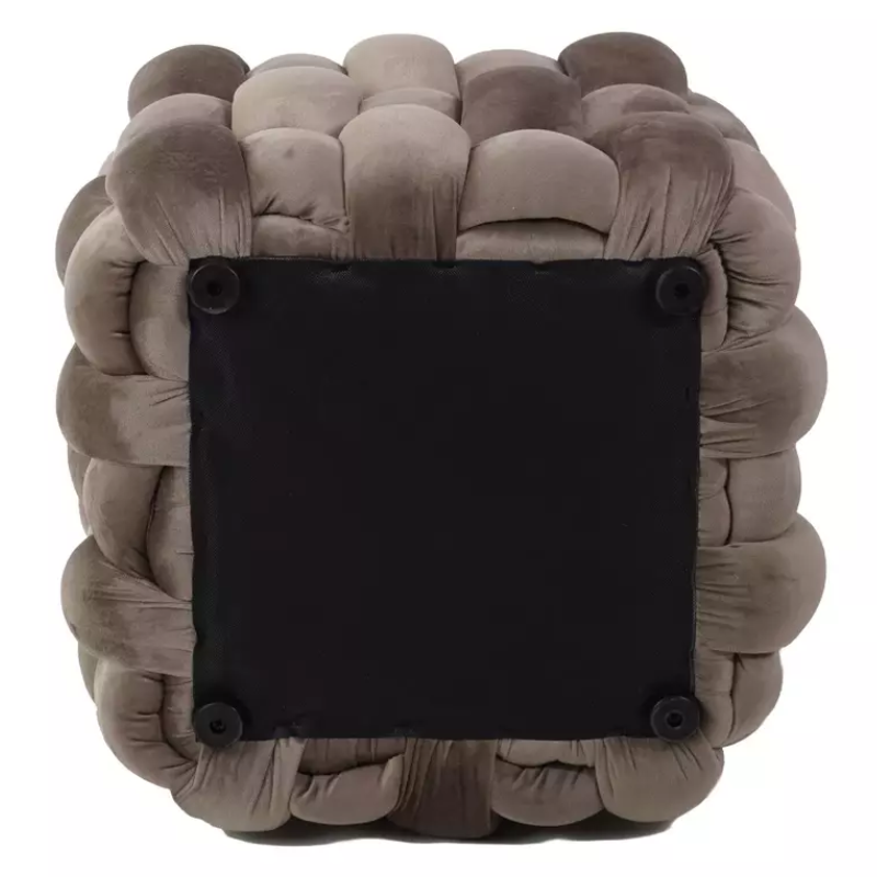 Pouf en velours tressé beige foncé au style déco et cosy ECLIPSER