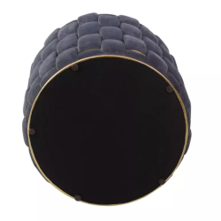 Pouf tressé gris avec rangement pratique et touches dorées TANIAT